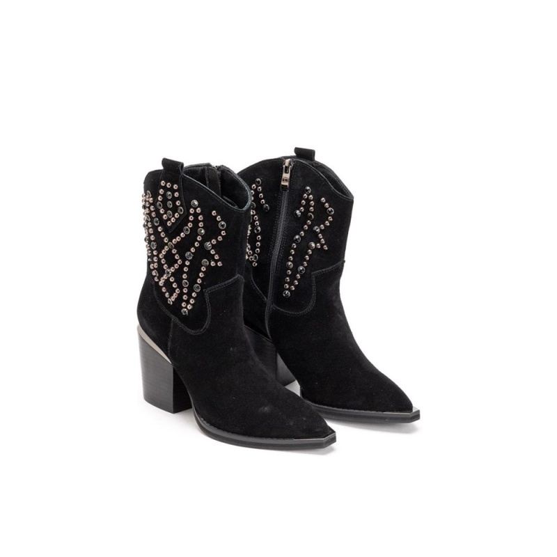 Bottines Alma En Pena With Studs Blanche Noir Femme | WRG-12271656